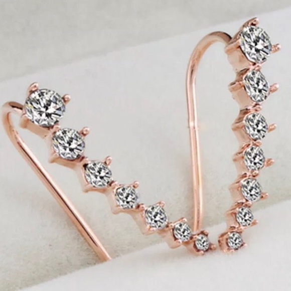 GORGEOUS!💎💙💎NEW! ROSE💗💛GOLD CLIMBER EARRINGS! - Picture 3 of 7